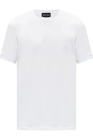 Giorgio Armani Tops, Heren, Wit, M, T-shirt met logo