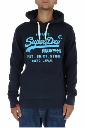 Superdry Sweatshirts & Hoodies, Heren, Blauw, M, Katoen, Blauwe Print Lange Mouw Sweatshirt