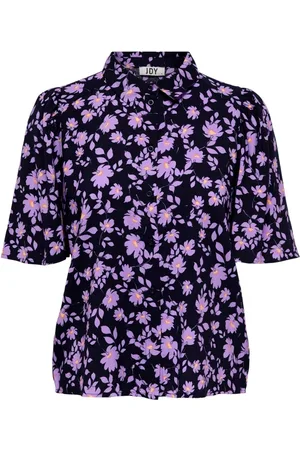 JACQUELINE DE YONG Blouses & Shirts, Dames, Veelkleurig, M, Bloemenknoopsluiting Shirt Lila