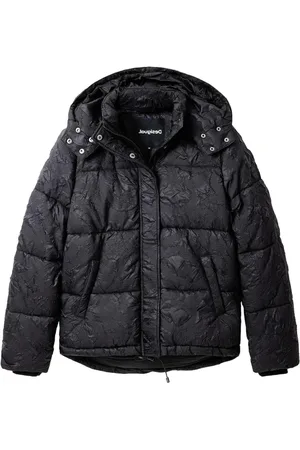 Desigual Jassen, Dames, Zwart, M, Zwarte Hoodie Jas met Rits en Knoopsluiting