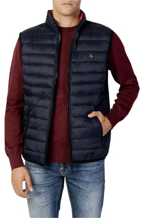 U.S. Polo Assn. Jassen, Heren, Blauw, S, Nylon, Blauwe mouwloze nylon jas met ritssluiting