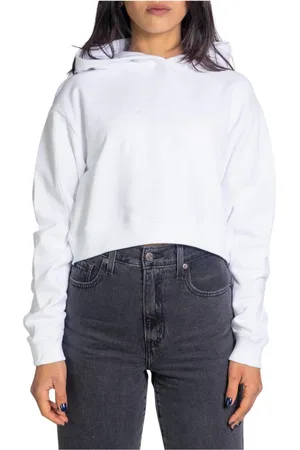 Calvin Klein Sweatshirts & Hoodies, Dames, Wit, L, Katoen, Witte Dames Hoodie