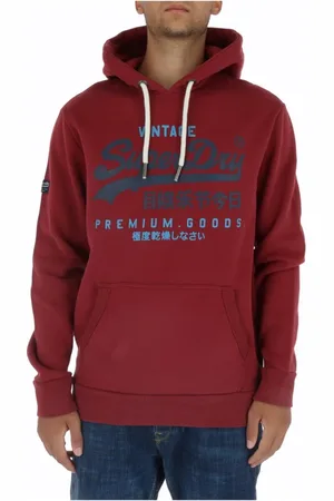 Superdry Sweatshirts & Hoodies, Heren, Rood, S, Katoen, Heren Bordeaux Print Sweatshirt