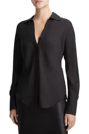 Vince Blouses & Shirts, Dames, Zwart, L, Zijden Bias Dolman-Mouw Shirt