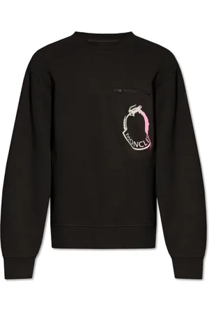 Moncler Sweatshirts & Hoodies, Heren, Zwart, S, Katoen, Sweatshirt met Logo