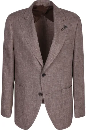 LARDINI Jassen, Heren, Bruin, S, Wol, Linnen en Wollen Jas