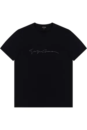 Giorgio Armani Tops, Heren, Blauw, S, Logo T-shirt