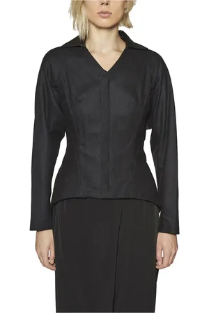 YOHJI YAMAMOTO Jassen, Dames, Zwart, M, Wol, Onregelmatige Wollen Jas
