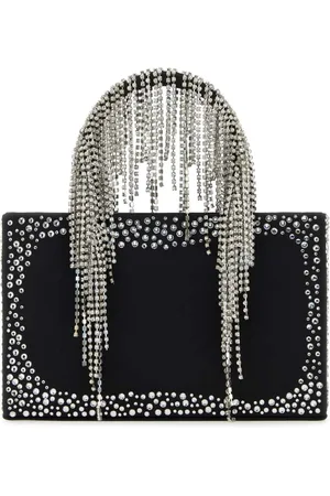 KARA Tassen, Dames, Zwart, ONE Size, Leer, Zwarte Nappa Leren Handtas