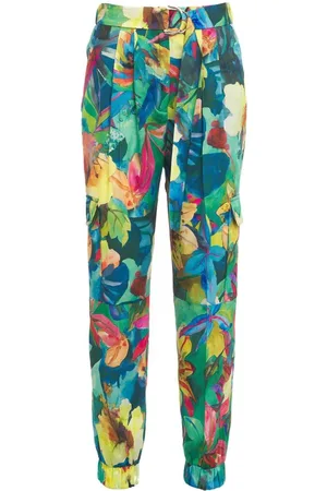 Liu Jo Broeken, Dames, Veelkleurig, S, Cargo Broek met Bloemenprint