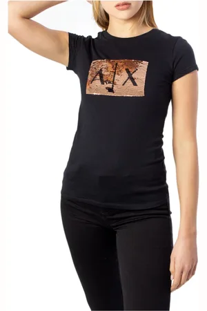 Armani Exchange Tops, Dames, Zwart, S, Bedrukt Dames T-shirt