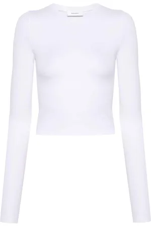 WARDROBE.NYC Tops, Dames, Wit, L, Witte Stretch-Jersey Crew Neck T-Shirt