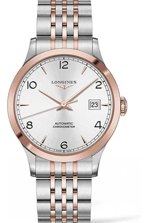 Longines Accessoires, Dames, Wit, ONE Size, Record Automatisch Zilveren Wijzerplaat Stalen Horloge