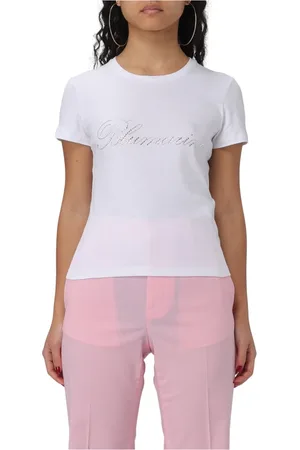 BLUMARINE Tops, Dames, Wit, L, Logo T-Shirt
