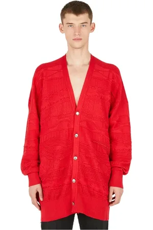 Sulvam Truien, Heren, Rood, M, Wol, Gebreide Jacquard Cardigan