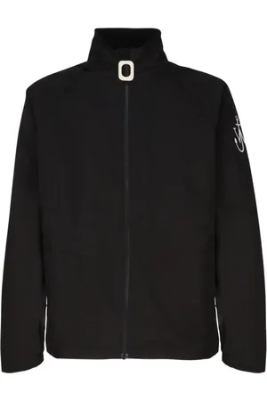 J.W.Anderson Jassen, Heren, Zwart, S, Polyester, Zwarte Jas met Logo Print