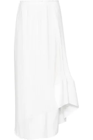 Lanvin Rokken, Dames, Wit, S, Polyester, Geplooide Asymmetrische Rok