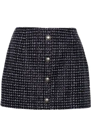 Alessandra Rich Rokken, Dames, Blauw, S, Tweed, Blauwe Tweed Rok met Metallic Draad