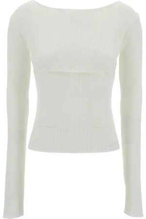 Low Classic Truien, Dames, Wit, M, Nylon, Witte Gebreide Top