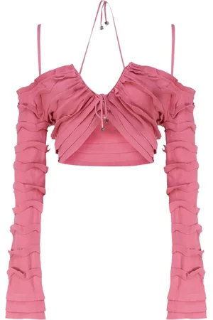 BLUMARINE Blouses & Shirts, Dames, Roze, S, Polyester, Roze Ruffle Sweaters