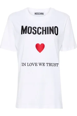 Moschino Tops, Dames, Wit, XS, Katoen, Witte Logo Print Top