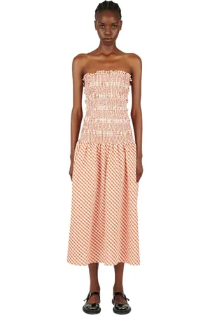 Kenzo Kleedjes, Dames, Oranje, M, Katoen, Gingham Smock Jurk