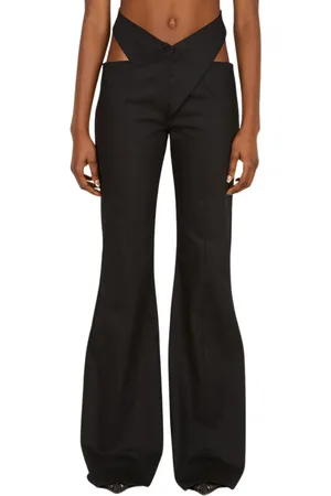 DI PETSA Broeken, Dames, Zwart, S, Katoen, Crossover Hoge Taille Broek