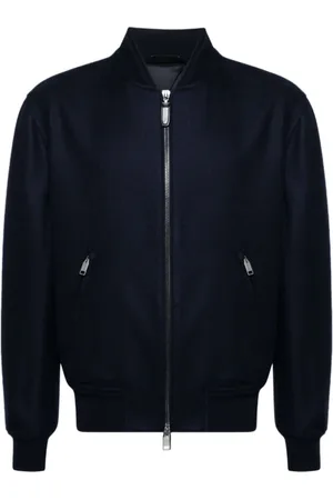 BRIONI Jassen, Heren, Blauw, M, Wol, Marineblauwe Twill Bomberjack