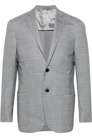 corneliani Jassen, Heren, Grijs, L, Wol, Wollen jas met 2 knopen