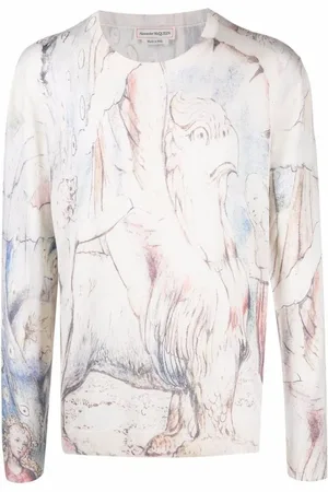 Alexander McQueen Truien, Heren, Veelkleurig, S, Zijden Geribbelde Trui voor Heren