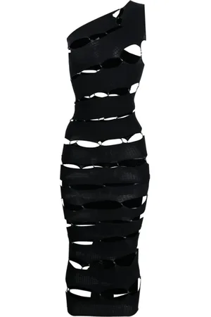 RUI Kleedjes, Dames, Zwart, S, Zwarte Bodycon Jurk met Uitsnijdingen