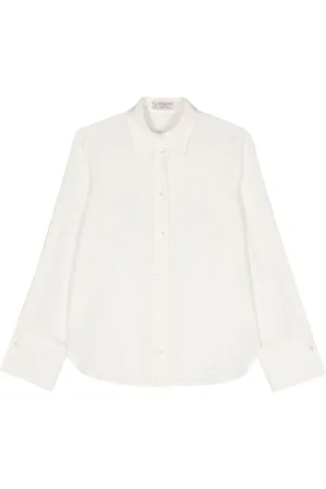 ALBERTO BIANI Blouses & Shirts, Dames, Wit, M, Crèmewitte Overhemd met Puntige Kraag