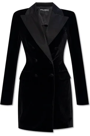 Dolce & Gabbana Jassen, Dames, Zwart, M, Leer, ‘Turlington’ dubbelrijige blazer