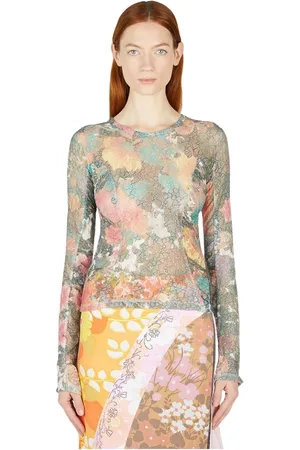 Rave Review Tops, Dames, Veelkleurig, M, Kanten Longsleeve Top