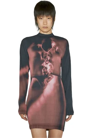 Eytys Kleedjes, Dames, Veelkleurig, S, Polyester, Grafisch Motief Geplooide Mini Jurk