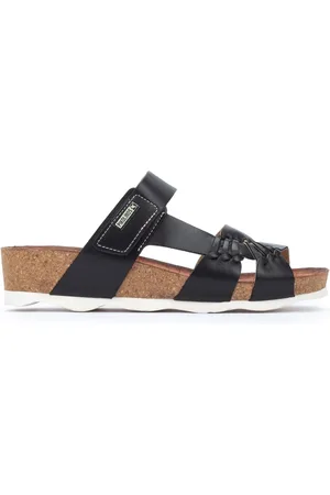 Pikolinos Schoenen, Dames, Zwart, 37 EU, Leer, Zwarte leren sleehak sandalen