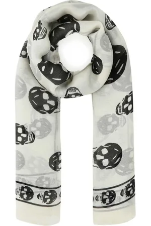 Alexander McQueen Accessoires, Dames, Wit, ONE Size, Bedrukte zijden foulard