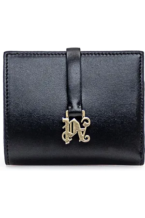 Palm Angels Accessoires, Dames, Zwart, ONE Size, Katoen, Zwarte leren portemonnee met binnenvakken