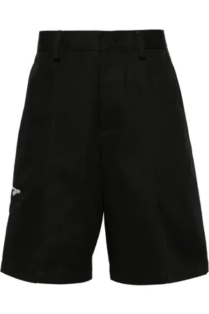 Lanvin Korte broeken, Heren, Zwart, M, Katoen, Zwarte Katoenen Twill Shorts