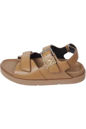 Tommy Hilfiger Schoenen, Dames, Bruin, 40 EU, Leer, Sportieve leren sandaal