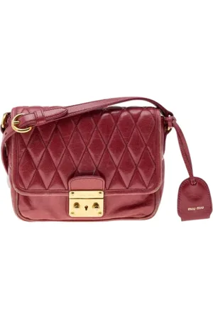 Miu Miu Pre-owned, Dames, Rood, ONE Size, Leer, Tweedehands leren schoudertassen