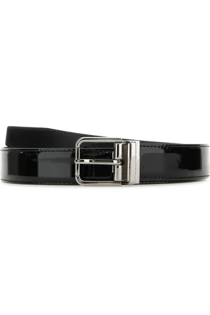 Dolce & Gabbana Accessoires, Heren, Zwart, 85 CM, Leer, Logo-vrije Lak Riem