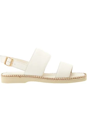 Hogan Schoenen, Dames, Wit, 36 EU, Leer, Witte leren platte sandaal