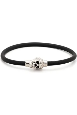 Alexander McQueen Accessoires, Heren, Zwart, M, Zwart Skull Charm Koord Armband