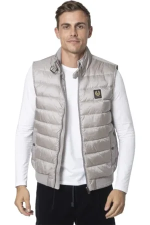 Belstaff Jassen, Heren, Grijs, L, Metallic Grijze Mouwloze Vest