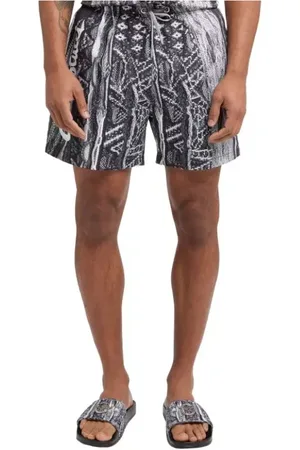 Carlo Colucci Badkleding, Heren, Grijs, S, Polyester, Heren Zwembroek met Logo Print