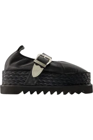 TOGA PULLA Schoenen, Dames, Zwart, 38 EU, Leer, Zwarte Leren Loafers - Amandelvormige Neus