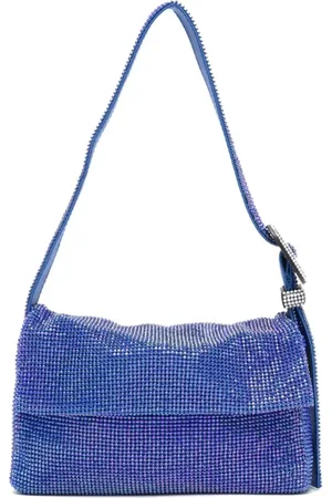 BENEDETTA BRUZZICHES Tassen, Dames, Blauw, ONE Size, Blauwe Kristallen Schoudertas