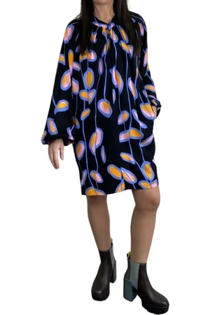 Diane von Furstenberg Kleedjes, Dames, Veelkleurig, M, Gedrukte Midi Jurk met Pofmouw