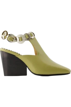 TOGA PULLA Schoenen, Dames, , 35 EU, Leer, Khaki Leren Sandalen met Drievoudige Bandjes